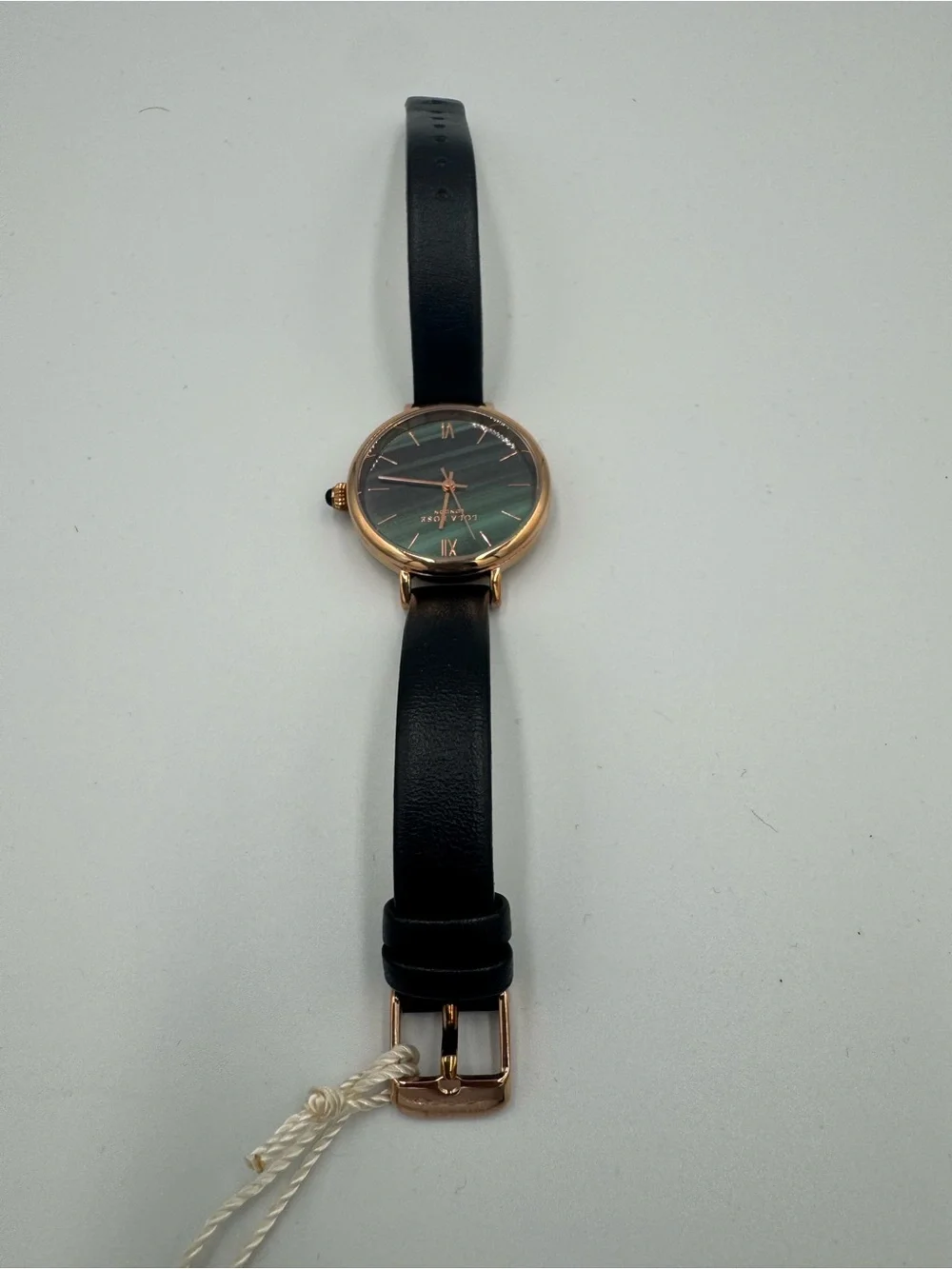 Beautiful Lola Rose Green Dial/ Rose Gold Roman Numeral & black leather strap